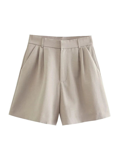 Casual High Waist Wide Leg Shorts Sets