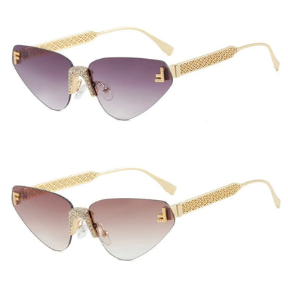 Sexy rimless retro punk metal sunglasses