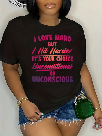 Plus Size Letter Print T-Shirt