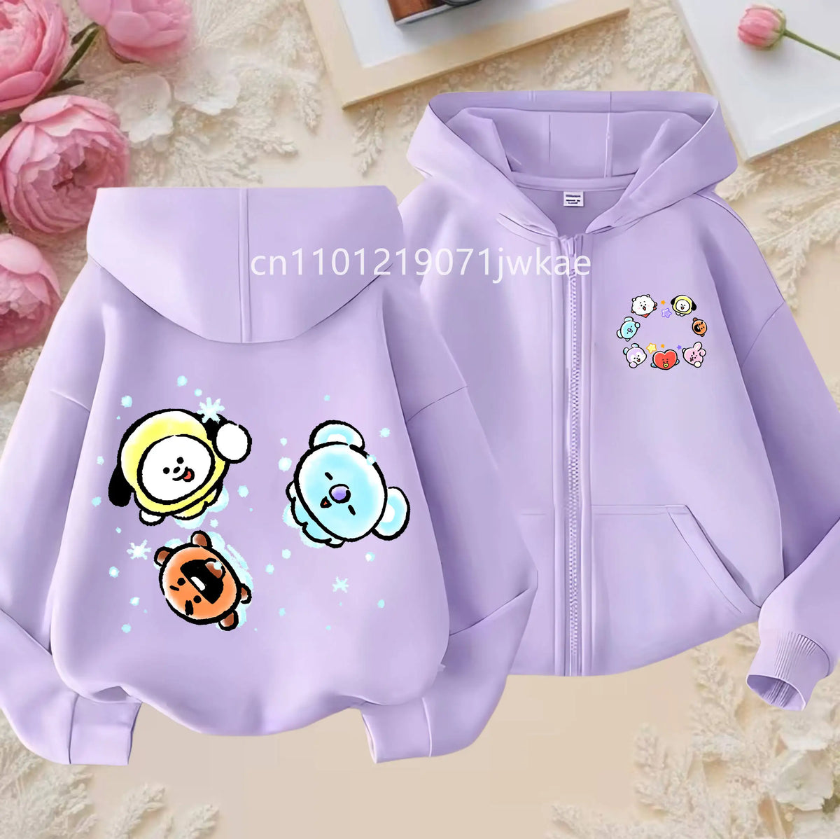 Tee Cute BT21 Mang Inspired Zipper Hoodie 3-12 Year Hoody Coat