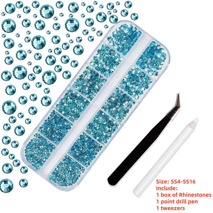 12Gird 3D Glass AB Crystal Nail Art Rhinestones Kit