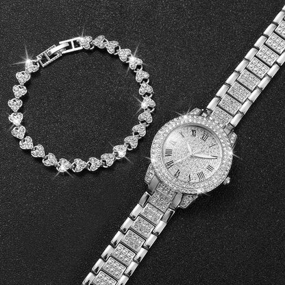 DANA Stainless Steel Band Diamond Quartz Watch