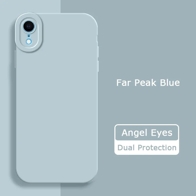 Angel Eyes Liquid Silicone Phone Case for iPhone X XR XS Max Full Protective Soft Waterproof Mobile Cover