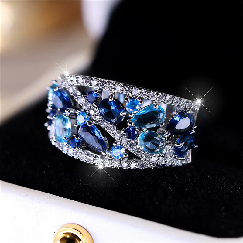 Luxury Blue Zircon Stone Ring