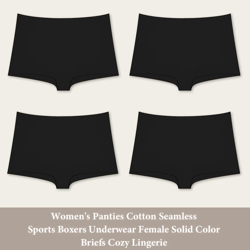 4PCS Cotton Seamless Sports Boxers Underwear  Briefs Cozy Lingerie XS-XL