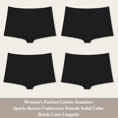 4PCS Cotton Seamless Sports Boxers Underwear  Briefs Cozy Lingerie XS-XL