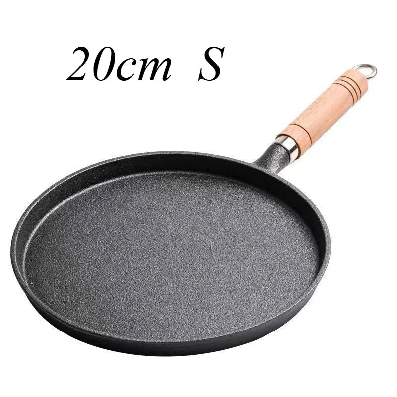 20cm Cast Iron Skillet Uncoated Pre Seasoned Frying Pan