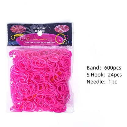 600Pcs Color Rubble Loom Wristbands Kit Elastic Weaving Lacing Craft