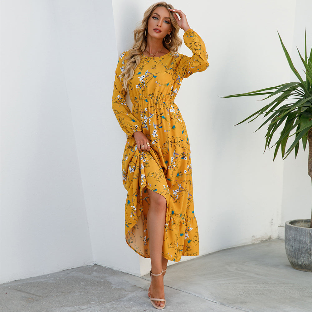 Maxi Bohemian Full Sleeve High Waist Chiffon Long Dress
