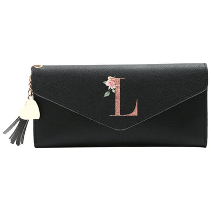 Black Small Leather Coin Rose Gold Wallet