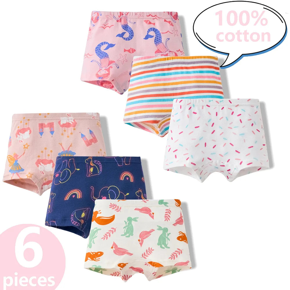 3/6 Pcs 100% Cotton Pretty Cartoon Boxer Set