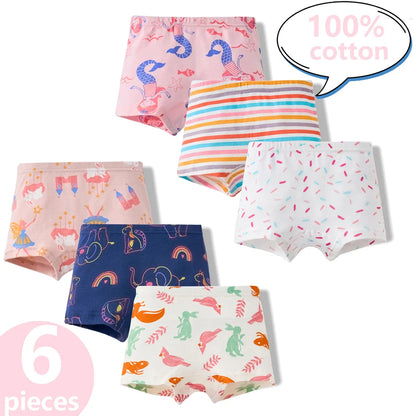 3/6 Pcs 100% Cotton Pretty Cartoon Boxer Set