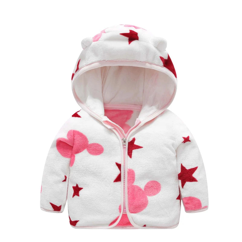 Autumn and Winter Hooded Cute Toddler 1-5 Years Flannel Jacket