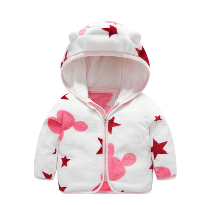 Autumn and Winter Hooded Cute Toddler 1-5 Years Flannel Jacket