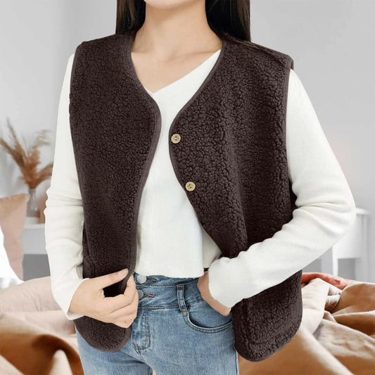 Teddy Fleece Thin Vest Sleeveless Short Jacket