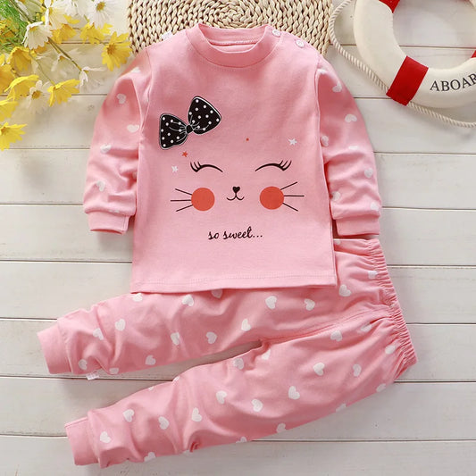 Autumn Long Sleeve Baby Kid Sleep Costume Pajamas Set