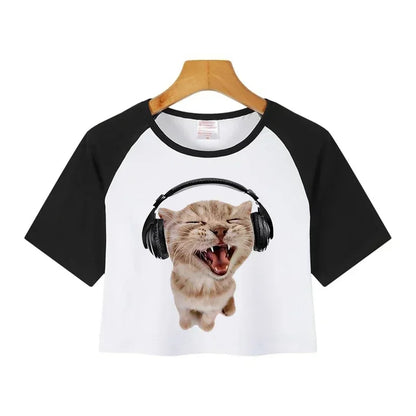 Casual Crop Tops Funny Graphic T-shirt