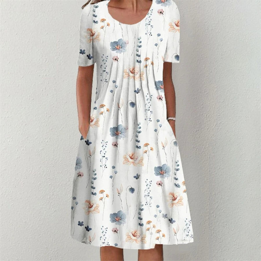 Elegant Short Sleeves Loose Dress