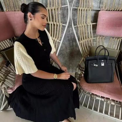 High Waist Short Sleeve Long Dress