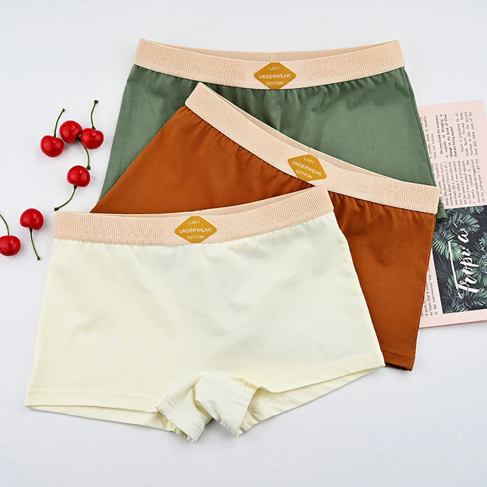 3PCS/Pack 100% Cotton Boxer Mid-rise Thin Lingerie