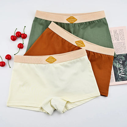 3PCS/Pack 100% Cotton Boxer Mid-rise Thin Lingerie