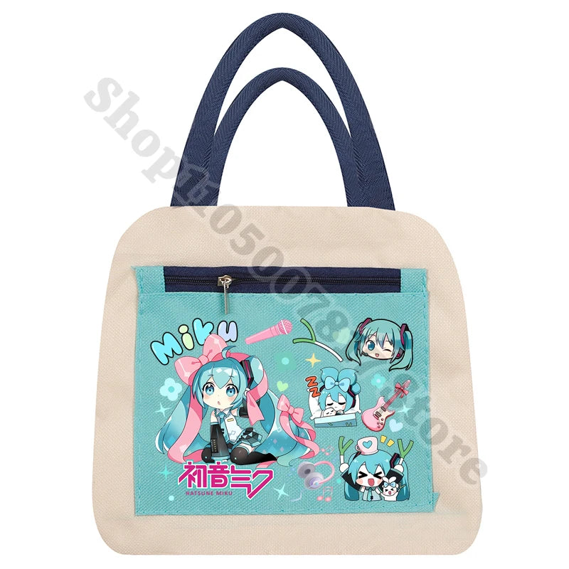 Girl Cartoon Printed Lunch Tote Casual Storage