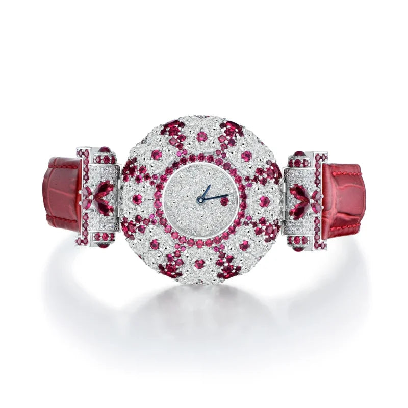 Full Diamond Artificial Ruby Exquisite Luxury Watch