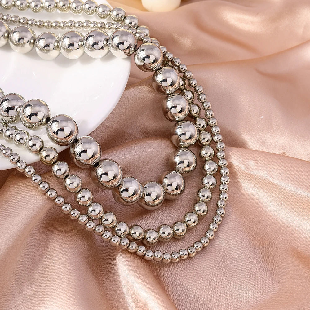 3pcs/set Cool CCB Beads Choker Round Ball Beaded Necklaces