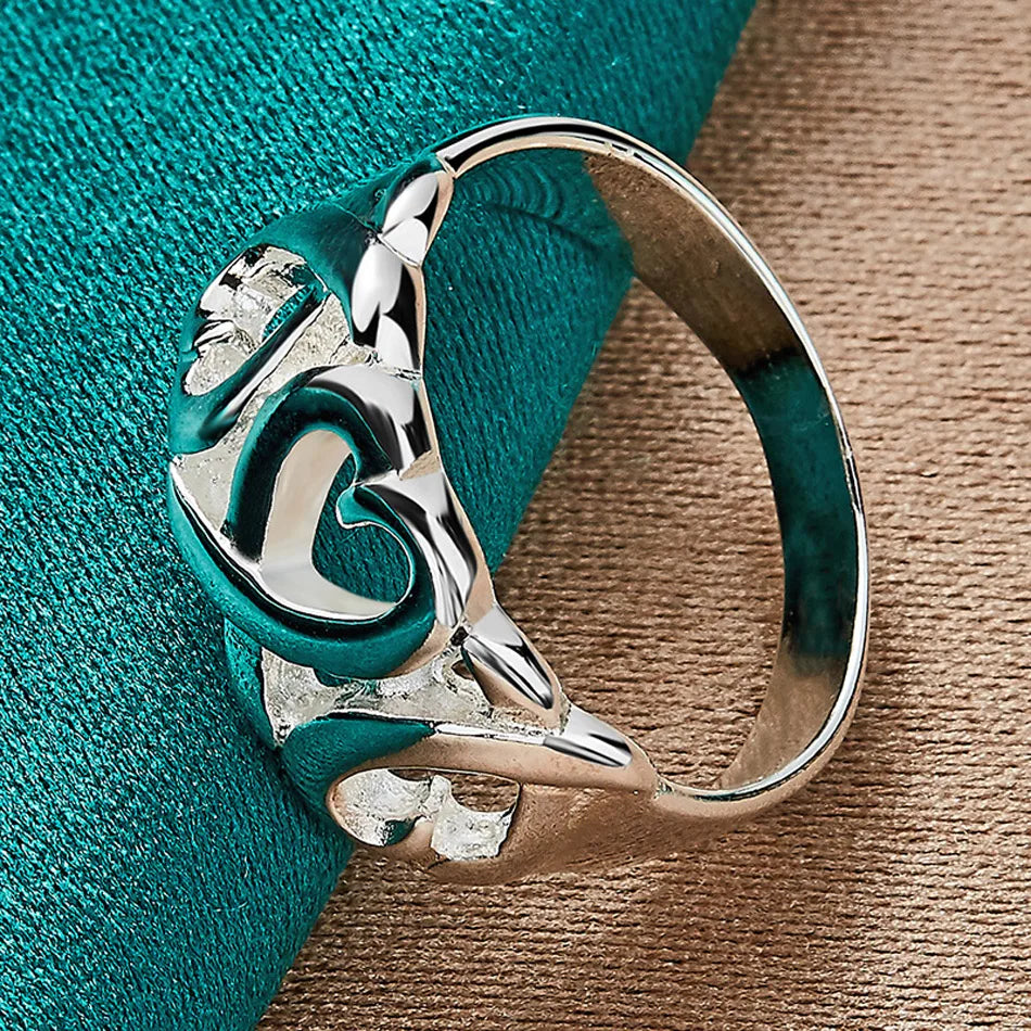 925 Sterling Silver Love Heart 6-10# Charm Rings
