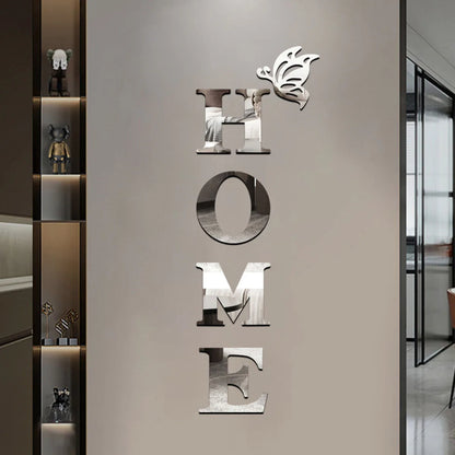 HOME Logo 3D Mirror Wall Sticker Decoration