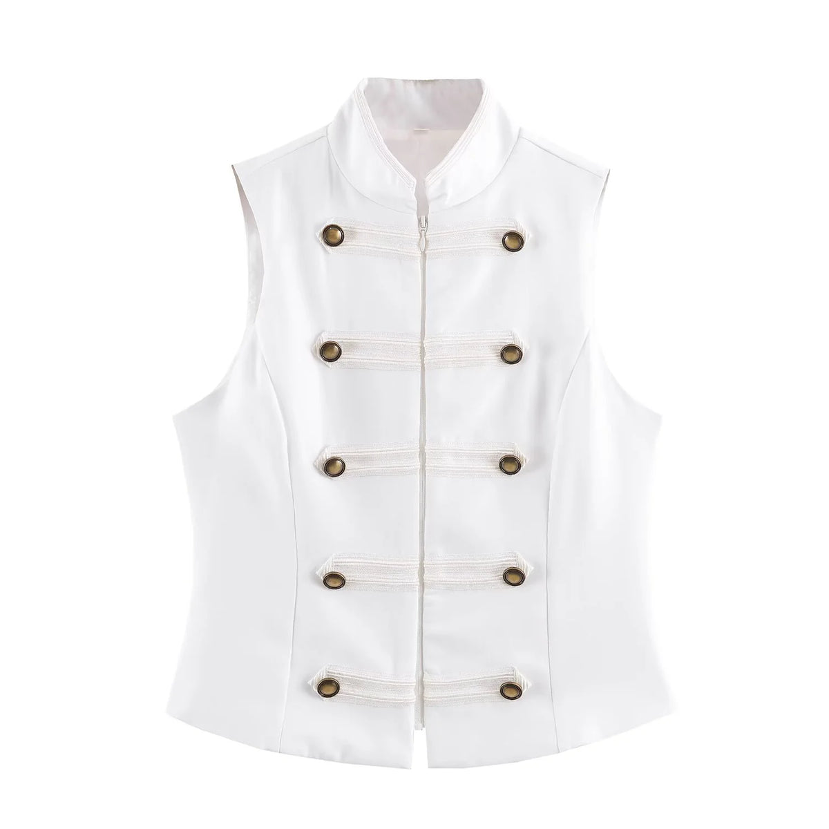 Black Sleeveless Rope Knot Decorative Slim Fit Top Vest