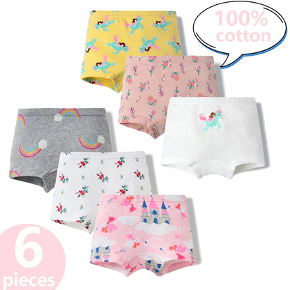 3/6 Pcs 100% Cotton Pretty Cartoon Boxer Set