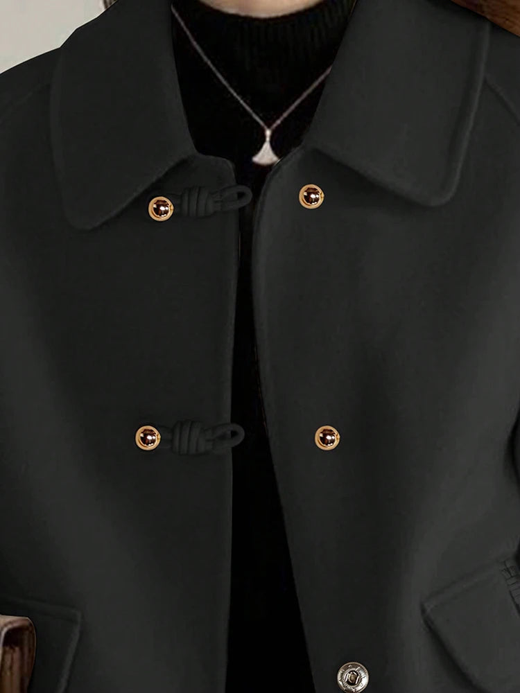 Elegant Solid Short Warm Formal Office Female Coat