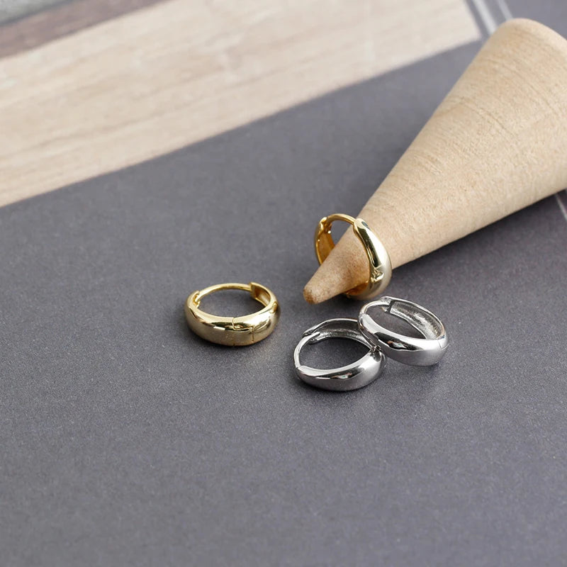 DANA 925 Sterling Silver Wide Gothic Hoop Earrings