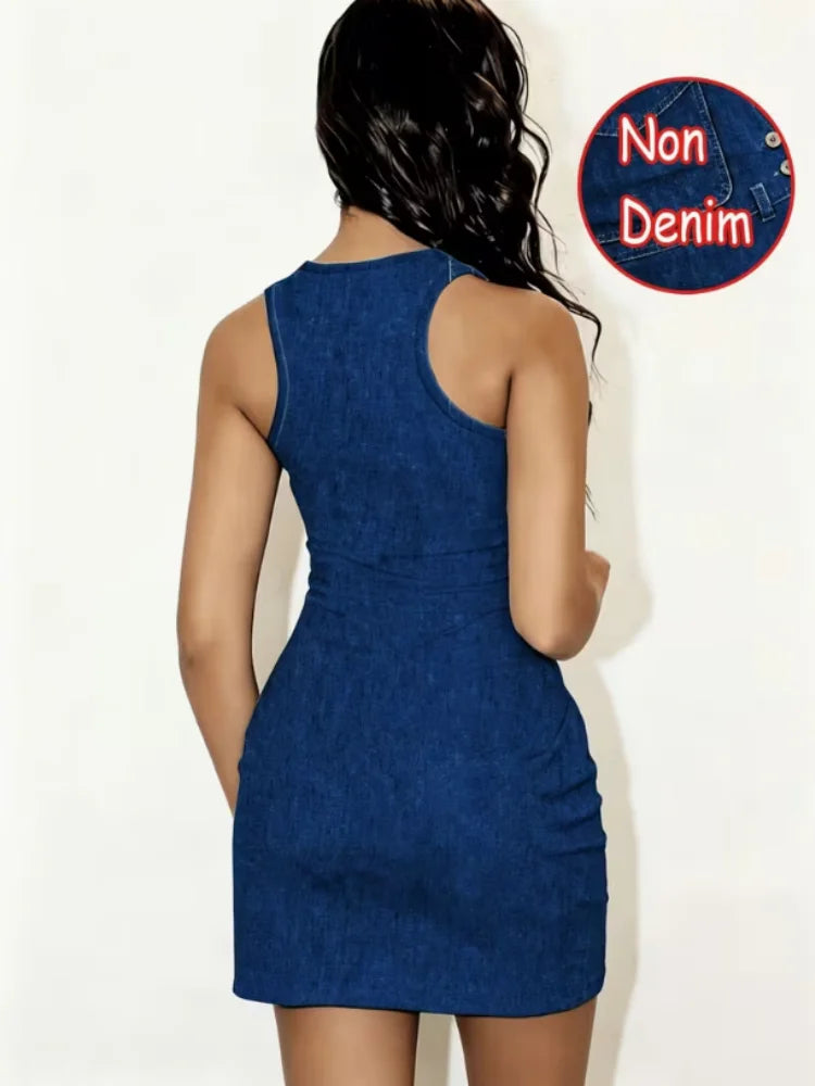 Casual home wear tailored waistcoat sleeveless sleep Dress