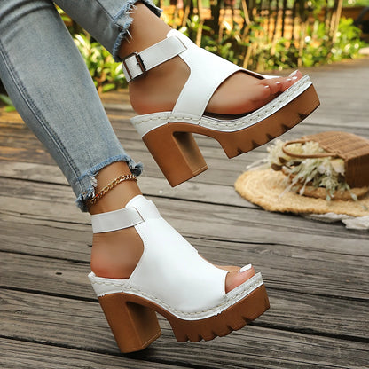 High Heel Thick Heel Open Toe Casual Plus Size Sandals