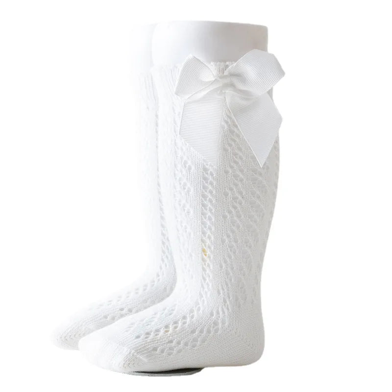 Baby Girls Toddlers Bow Long Soft Cotton Socks