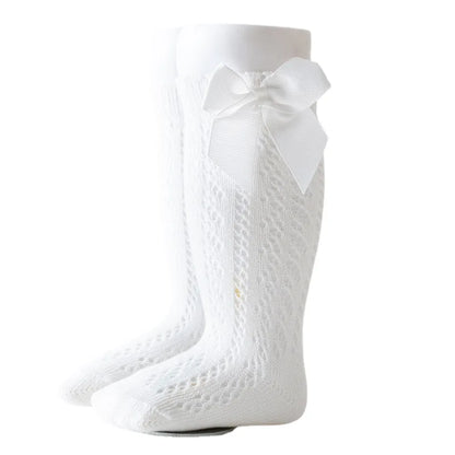 Baby Girls Toddlers Bow Long Soft Cotton Socks