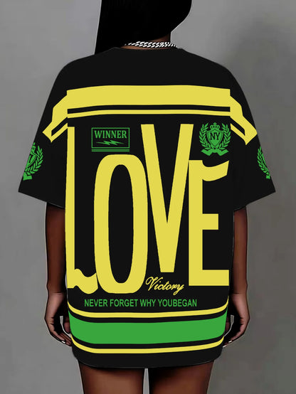 Plus size letter print T-shirt pullover