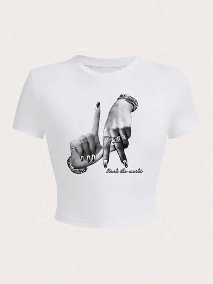 Casual Hip Hop Print Short Sleeve T-shirt