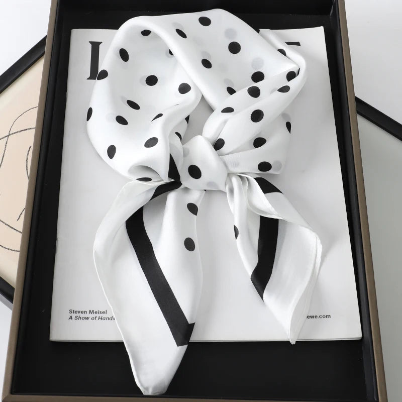 Luxury Silk Square Plaid Satin Scarf