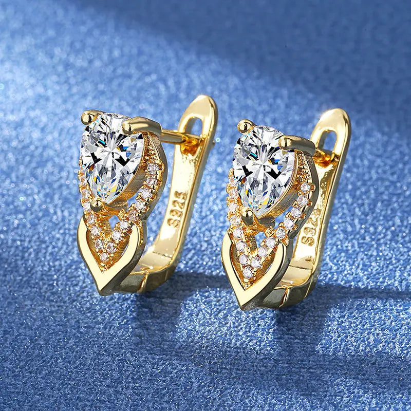 925 Silver Needle Princess Crystal Square Zircon Drop Earrings