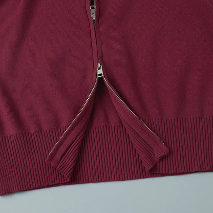 Knit Zip Up Cardigan Wide Leg Soft Fabric Cropped Sets