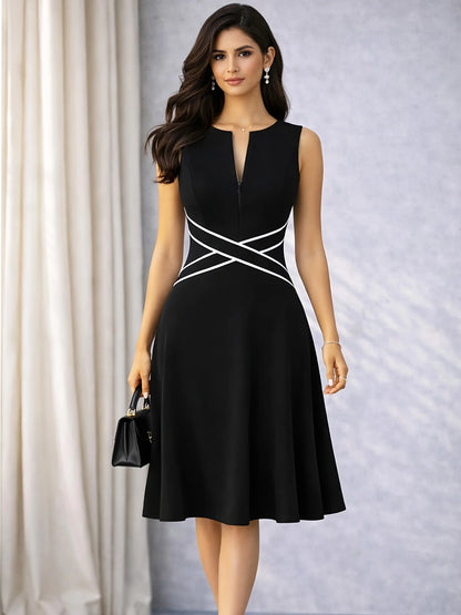 Sleeveless Elegant Slim Fit Flare Swing Dress