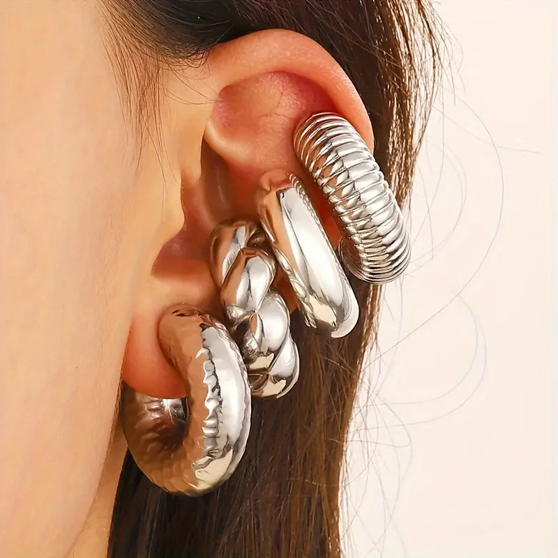 DANA C Shaped Acrylic Ear Round Earrings