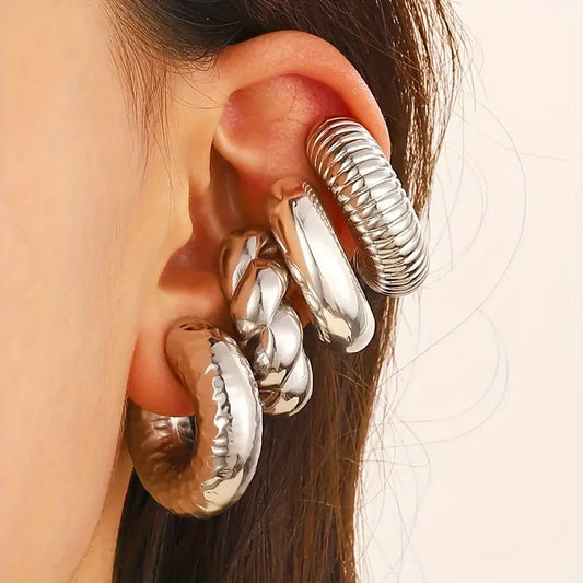 DANA C Shaped Acrylic Ear Round Earrings