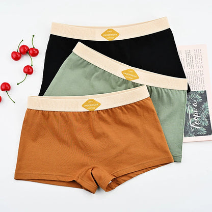 3PCS/Pack 100% Cotton Boxer Mid-rise Thin Lingerie