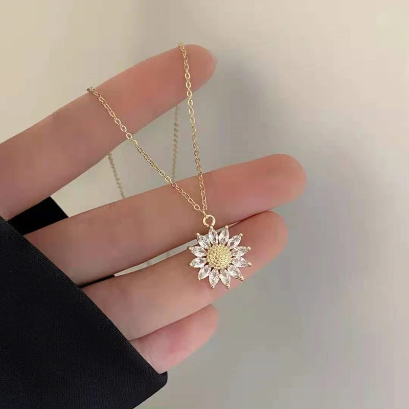 Light Zircon Crystal Stainless Steel Necklaces