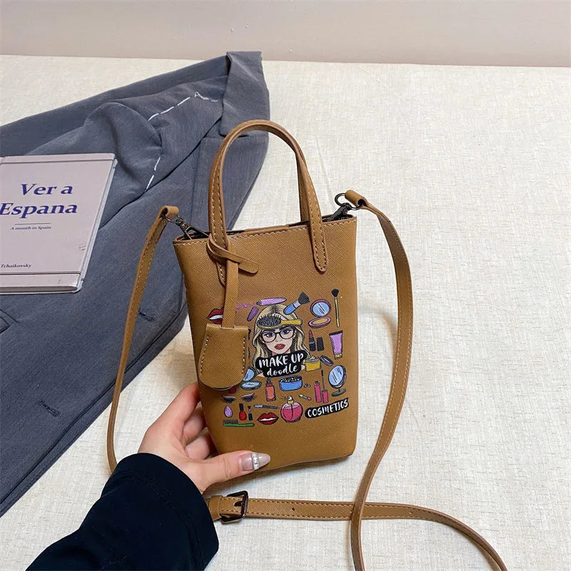 Luxury Mini Bucket Plaid PU Leather Crossbody Bag