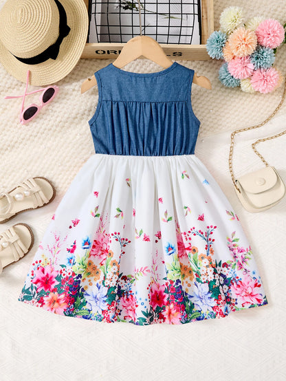 2-10Years Girls Sleeveless Butterfly Flower Dress